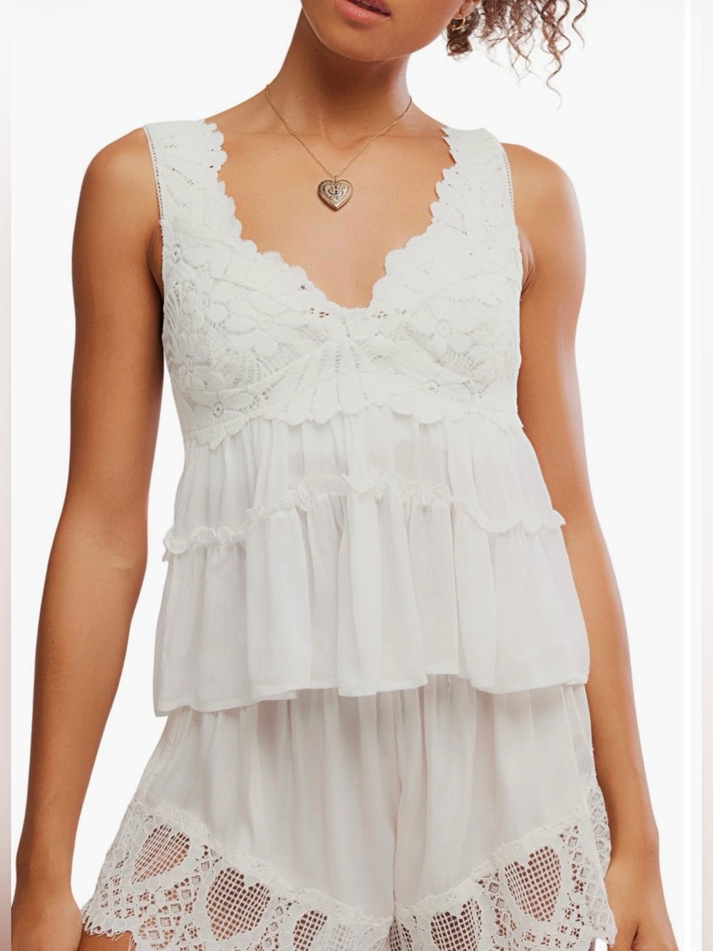 Free People Petal Party Ruffle Trim
Lace Babydoll Top M